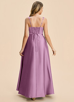 Azazie Azaria Junior Robe Trapèze en Satin extensible Plissé Glycine image2