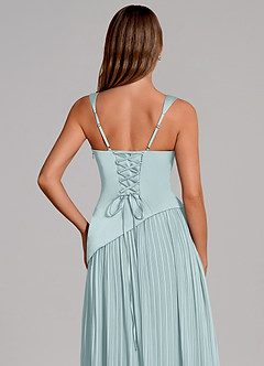 Azazie Stephanie Brautjungfernkleider A-Linie Plissee Stretch-Satin Kleid Nebel image2