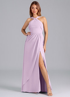 Azazie Mianna Jurken voor bruidsmeisjes Jurk van Chiffon met A-Lijn Geplooid Frosted Lila image3