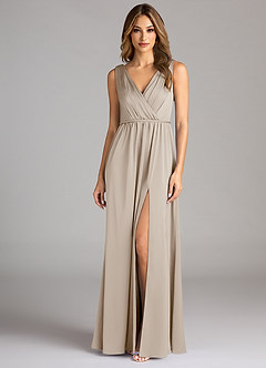 Azazie Tanicia Brautjungfernkleider A-Linie Plissee Stretch-Satin Kleid Frost image3