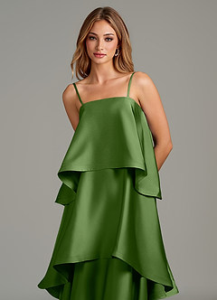 Azazie Azalea Vestidos de damas de honor Vestido Albahaca de Satén Elástico de Línea A con Drapeado image2