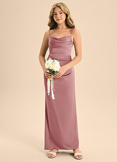 Azazie Mai Junior Dusty Rose Sheath Sweetheart Neckline Stretch Satin Dress image4