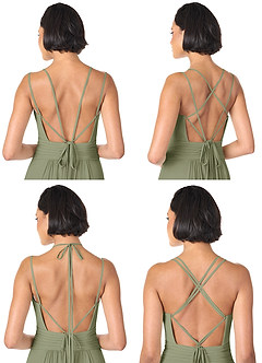 Azazie Farren Vestidos de damas de honor Vestido de Pistacho de Gasa de Corte en A Convertible con Plisado image9