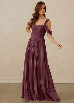 Christian Siriano Bridal for Azazie 1013 Bridesmaid Dresses Sangria A-Line Off the Shoulder Chiffon Dress image7