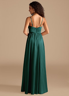 Azazie Alia Bridesmaid Dresses Pine A-Line Pleated Metallic Satin Dress image4
