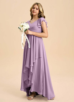 Azazie Caria Junior Wisteria A-Line Pleated Chiffon Dress image5