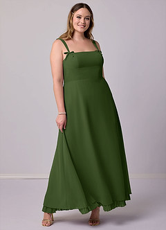 Barbie ♥ Azazie Bridesmaid Dresses Olive A-Line Pleated Chiffon Dress image8