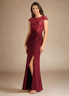 Azazie Santa Clarita vestidos de madre de la novia Vestido de Cabernet de Crepé elástico de Sirena con Lentejuela image2