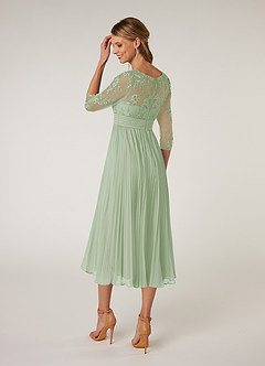 Azazie Tutu Mother of the Bride Dresses Dusty Sage A-Line Boatneck Lace Chiffon Dress image4