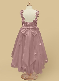 Azazie Ceres Flower Girl Dresses Dusty Rose Ball-Gown Lace Tulle Dress image7
