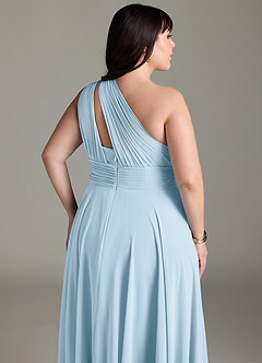 Azazie Charlize Bridesmaid Dresses Sky Blue A-Line One Shoulder Chiffon Dress image13