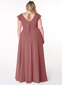 Azazie Claudine Bridesmaid Dresses Amethyst A-Line Flutter Sleeve Chiffon Dress image8