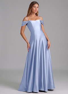 Azazie Seriana Bridesmaid Dresses Ice A-Line Off the Shoulder Stretch Satin Convertible Dress image6