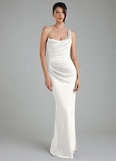 Azazie Sabrina Bridesmaid Dresses White Mermaid Corset Stretch Satin Dress image6
