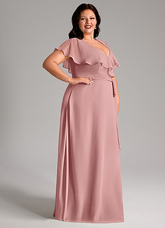Azazie Lainey Bridesmaid Dresses Dusty Rose A-Line with Pockets Chiffon Dress image5