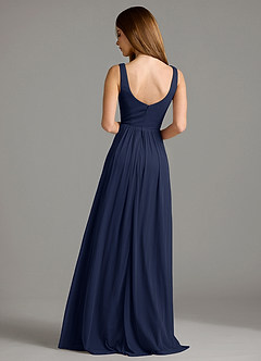 Azazie Keyla Bridesmaid Dresses Dark Navy A-Line Pleated Mesh Dress image2