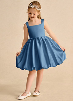 Azazie Nirvana Flower Girl Dresses Twilight Ball-Gown Ruched Matte Satin Dress image3