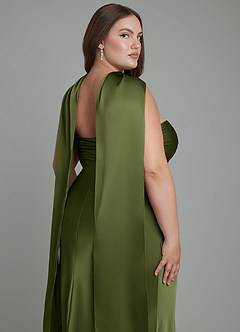 Azazie Saylor Bridesmaid Dresses Olive Mermaid Strapless Stretch Satin Dress image19