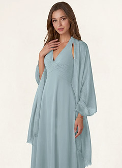 front Azazie Soft Wool Blend Textured Frayed Edge Shawl