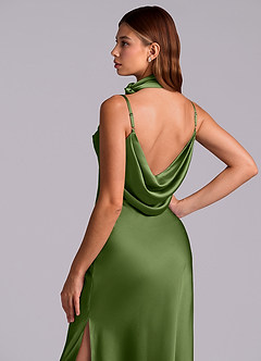 Azazie Yazmine Final Sale Juniper Mermaid Pleated Stretch Satin Dress image2