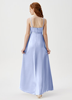Azazie Kaylee Junior Robe Trapèze en Satin extensible avec ceinture Eis image2