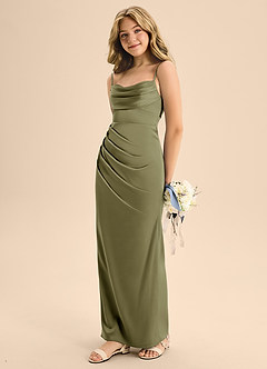 Azazie Mai Junior Pistachio A-Line Sweetheart Neckline Stretch Satin Dress image1
