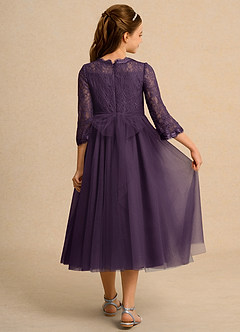 Azazie Lamb Girl vestidos de niña de las flores Vestido de Ciruela de Encaje de Princesa image2