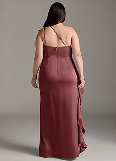 Azazie Latrice Bridesmaid Dresses Amethyst Sheath One Shoulder Cascading Ruffles Stretch Satin Dress image7