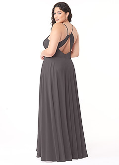 Azazie Avelina Bridesmaid Dresses Steel Grey A-Line V-Neck Pleated Chiffon Dress image9