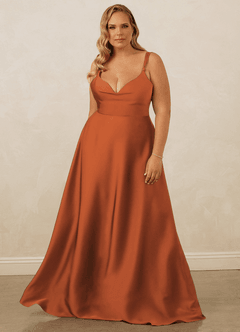 Christian Siriano Bridal for Azazie 1001 Robes de demoiselle d'honneur Robe Trapèze en Satin extensible Encolure en Forme de Cœur Cannelle image11