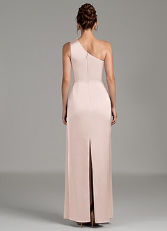 Azazie Zahira Robes à essayer chez vous Robe Fourreau en Satin extensible Une épaule Rose Pâle image2