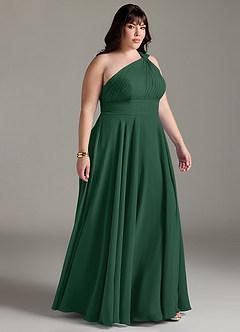 Azazie Charlize Bridesmaid Dresses Dark Green A-Line One Shoulder Chiffon Dress image10