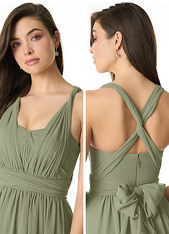Azazie Olani Bridesmaid Dresses Pistachio A-Line Off the Shoulder Chiffon Convertible Dress image5