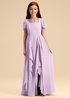Azazie Priya Junior Frosted Lilac A-Line Blouson Chiffon Dress image1