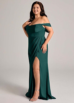 Azazie Johana Bridesmaid Dresses Pine Mermaid Off the Shoulder Stretch Satin Convertible Dress image12