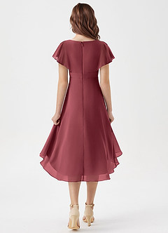 Azazie Graciela Junior Merlot A-Line Pleated Chiffon Dress image2