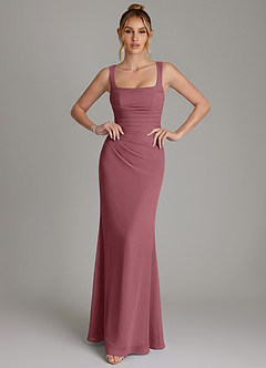 Azazie Agustina Bridesmaid Dresses Desert Rose Mermaid Corset Chiffon Dress image3