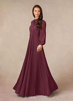 Azazie Adellah vestidos de madre de la novia Vestido de Cabernet de Gasa de Corte En A con Plisado image2