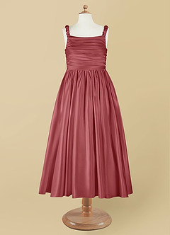 Azazie Cutie Pie Flower Girl Dresses Antique Rose A-Line Pleated Matte Satin Dress image7