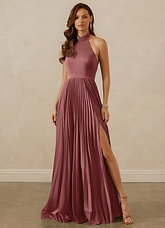 Christian Siriano Bridal for Azazie 1007 Bridesmaid Dresses Amethyst A-Line Pleated Stretch Satin Dress image1