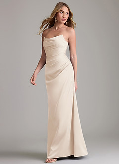 Azazie Lucille Bridesmaid Dresses White Alabaster Mermaid Strapless Stretch Satin Convertible Dress image3