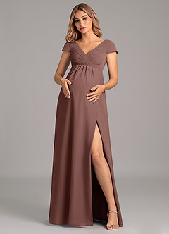 Azazie Allessia Maternity Bridesmaid Dresses A-Line Pleated Chiffon Floor-Length Dress image5