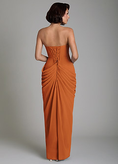Azazie Nyra Robes de demoiselle d'honneur Robe Fourreau en Mousseline de soie Corset Cannelle image2