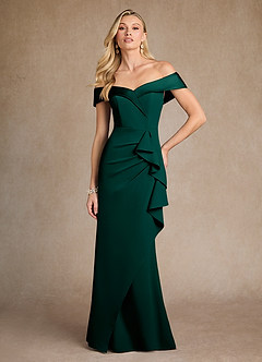 Azazie Laredo Mother of the Bride Dresses Pine Mermaid Off the Shoulder Stretch Crepe Dress image4