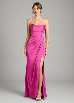 Azazie Johana Vestidos de damas de honor Vestido de Fucsia de Satén Elástico de Corte Sirena Convertible con Vestidos sin tirantes image9