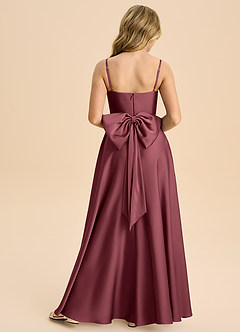 Azazie Bear Junior Vestido de Merlot de Satén Elástico de Corte en A con Escote de Corazón image2
