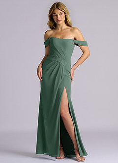 Azazie Heidi Bridesmaid Dresses Sea Moss Mermaid Corset Chiffon Dress image3