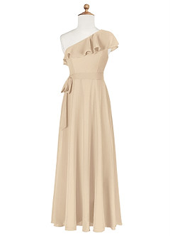 Azazie Eletta A-Line Ruched Chiffon Floor-Length Junior Bridesmaid Dress image6