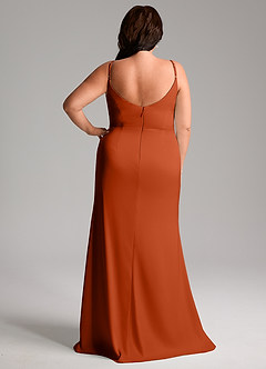 Azazie Deandra Bridesmaid Dresses Paprika Mermaid Pleated Stretch Satin Dress image8
