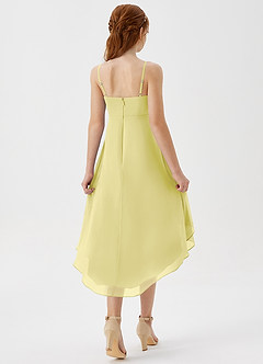Azazie Mariam Junior Lemon Sorbet A-Line Pleated Chiffon Dress image6